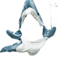 Shark nap blanket in trendy Fintastic Blue Shark Kigurumi cartoon shark sleeping bag