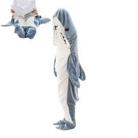 Shark-themed plush jumpsuit as a cartoon shark sleeping bag for cozy naps
