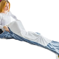 Soft two-tone shark nap blanket from Fintastic Blue Shark Kigurumi, perfect for cartoon shark sleeping fans