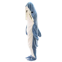 Blue Shark Costume for a trendy cartoon shark sleeping bag and shark nap blanket fun