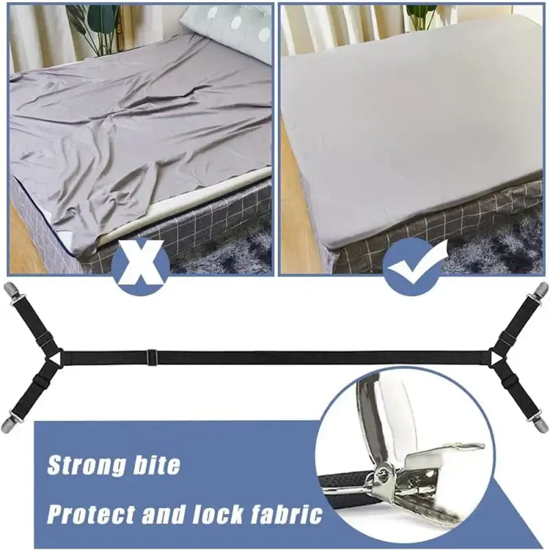 2 PCS Sheet Fastener Fixing Straps Adjustable Cross Elastic Straps Flat Fit Sheet Clips for Mattress Cushions Sofa