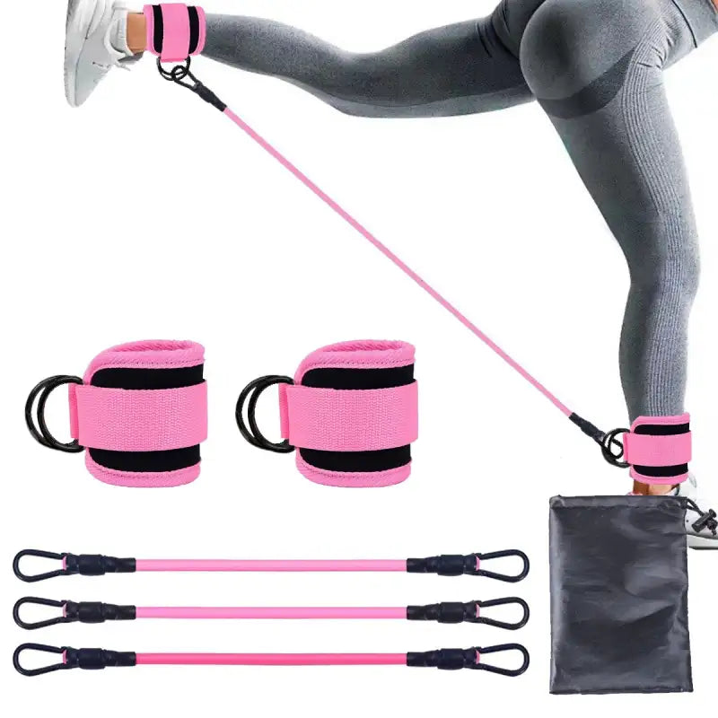 FlexFit Ankle Bands: Resistance & Strength Training - Pink Three Black Buttons
