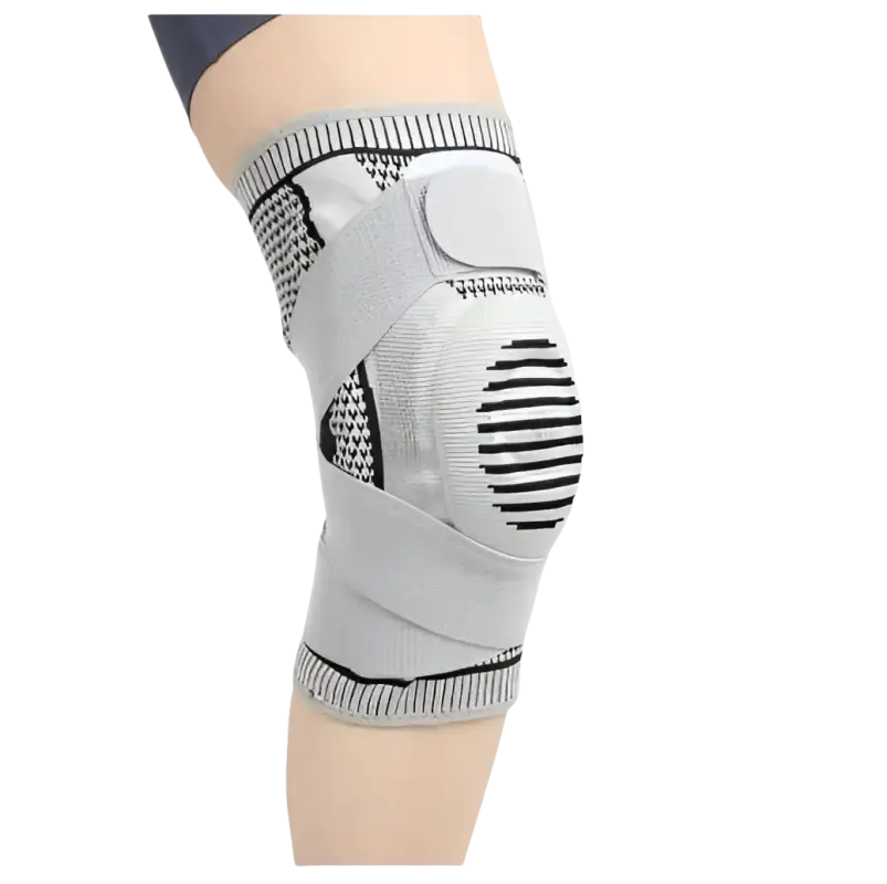 Gray knee brace.