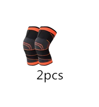 Pair of orange-trimmed knee supports.