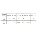 Insole size chart.