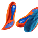 Orange and blue shoe insoles.