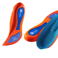 Orange and blue shoe insoles.