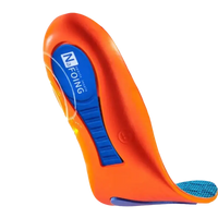 Orange and blue shoe insole.
