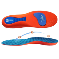 Orange and blue corrective sports insole.