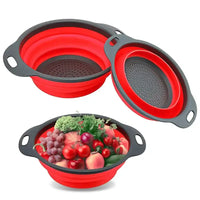 Round Collapsible Colander Silicone Kitchen Fruit Vegetable Washing Basket Strainer Foldable Drainer Kitchen Gadgets