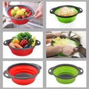 Round Collapsible Colander Silicone Kitchen Fruit Vegetable Washing Basket Strainer Foldable Drainer Kitchen Gadgets