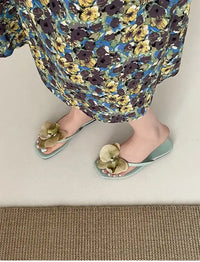 Summer Women Flower Flip Flop Fashion Clip Toe Flats Slide Ladies Casual Soft Sole Beach Slippers