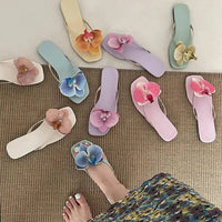 Summer Women Flower Flip Flop Fashion Clip Toe Flats Slide Ladies Casual Soft Sole Beach Slippers