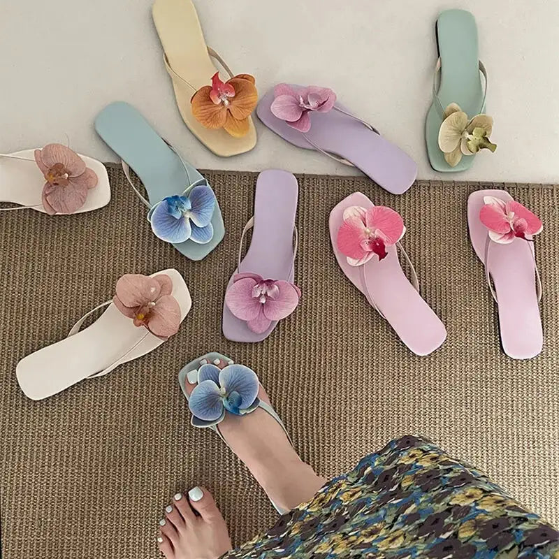 Sweet Summer Women Flower Flip Flops