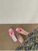 Summer Women Flower Flip Flop Fashion Clip Toe Flats Slide Ladies Casual Soft Sole Beach Slippers