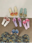 Summer Women Flower Flip Flop Fashion Clip Toe Flats Slide Ladies Casual Soft Sole Beach Slippers