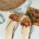 Summer Women Flower Flip Flop Fashion Clip Toe Flats Slide Ladies Casual Soft Sole Beach Slippers - Yellow / 40