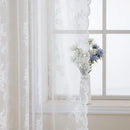 White Lace Curtains 84 Inches Long for Living Room Bedroom Scalloped Sheer Curtains Rose Floral Embroidered Farmhouse