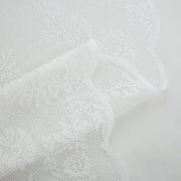 White Lace Curtains 84 Inches Long for Living Room Bedroom Scalloped Sheer Curtains Rose Floral Embroidered Farmhouse