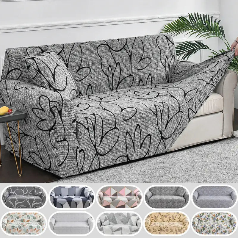 Floral Spandex Sofa Shield - Elegance & Protection