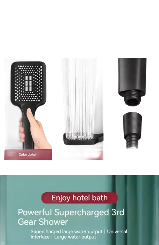 Black shower head.