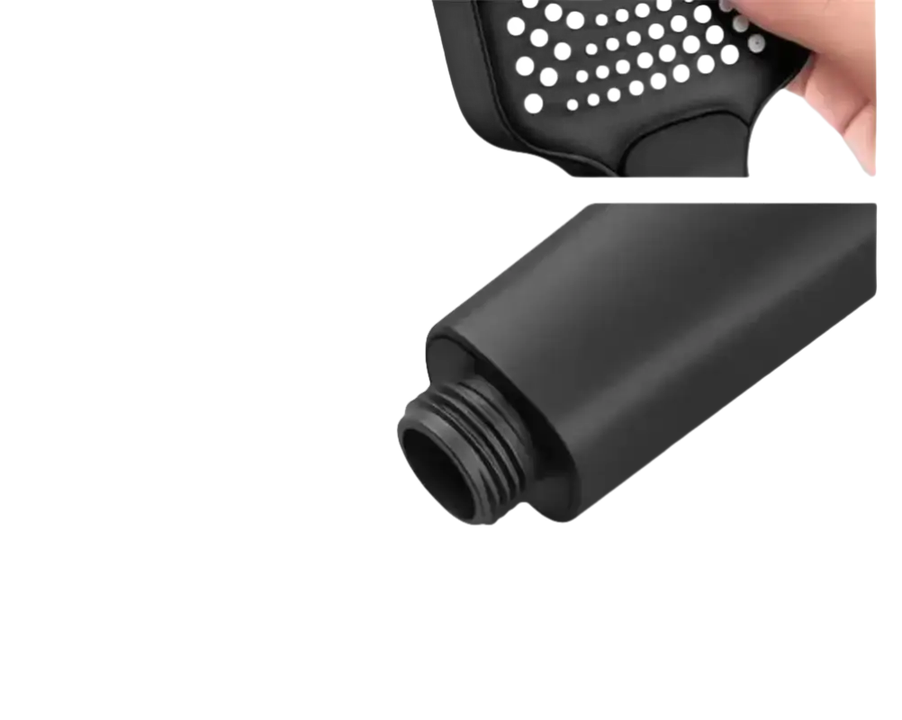Black shower head connector.