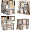 Houndstooth patterned storage boxes.
