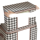 Houndstooth patterned storage boxes.