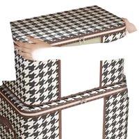 Houndstooth patterned storage boxes.