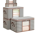 Houndstooth patterned storage boxes.