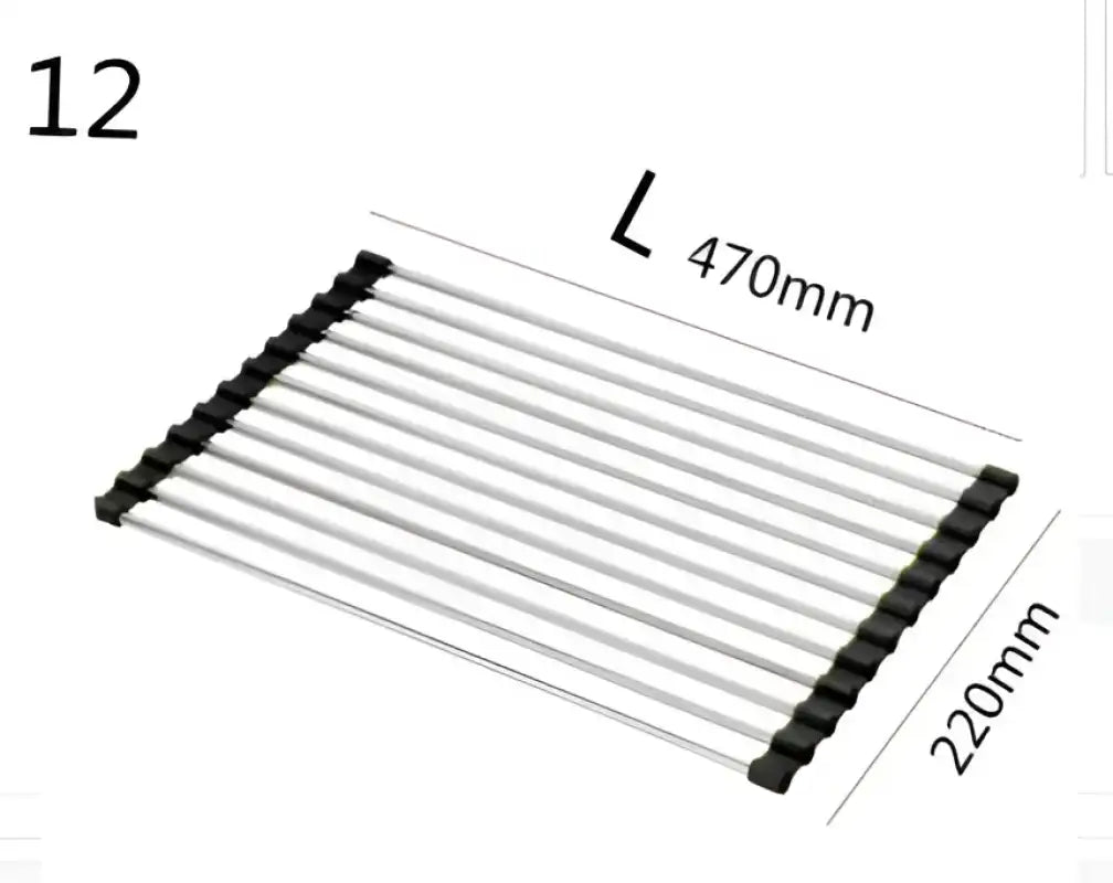 Foldable Stainless Steel Kitchen Sink Rack - Black / 12 L