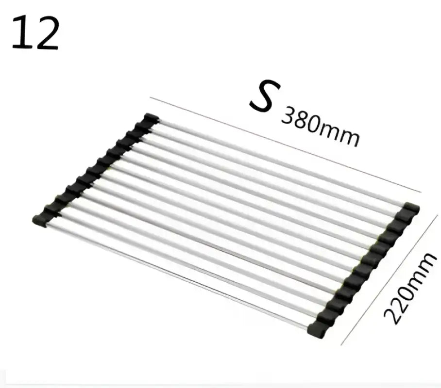 Foldable Stainless Steel Kitchen Sink Rack - Black / 12 S