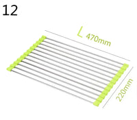 Foldable Stainless Steel Kitchen Sink Rack - Green / 12 L