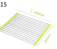 Foldable Stainless Steel Kitchen Sink Rack - Green / 15 L