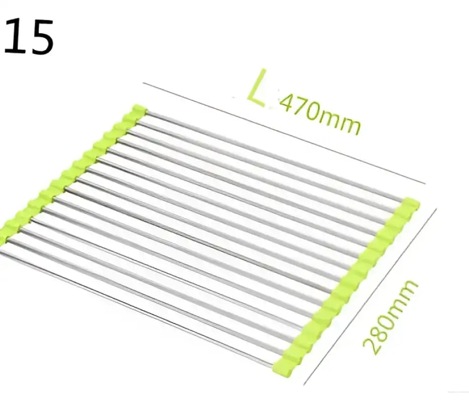 Foldable Stainless Steel Kitchen Sink Rack - Green / 15 L