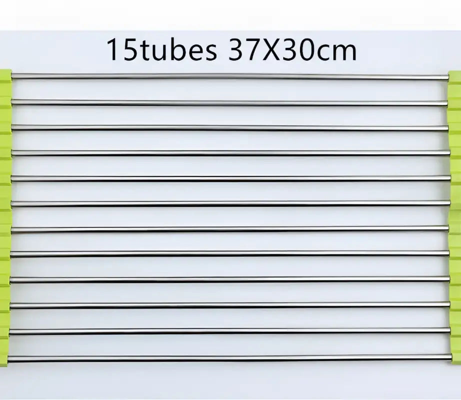 Foldable Stainless Steel Kitchen Sink Rack - Green / 15tubes 37X30cm