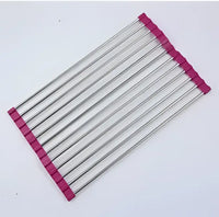 Foldable Stainless Steel Kitchen Sink Rack - Pink / 20 S