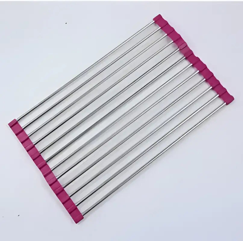 Foldable Stainless Steel Kitchen Sink Rack - Pink / 20 S