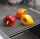 Foldable Stainless Steel Kitchen Sink Rack - Silver / 15L