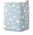Goose and daisy patterned laundry hamper.