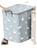 Goose and daisy patterned storage bin with lid.
