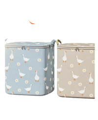 Goose-patterned storage bins.