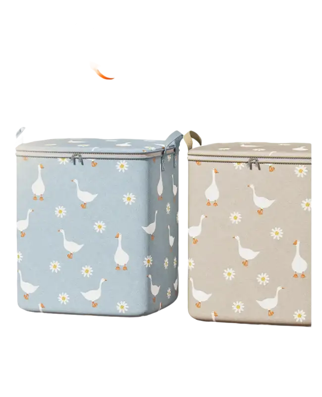 Goose-patterned storage bins.