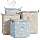 Goose-patterned, zippered storage bins.
