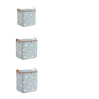 Three sizes of goose-patterned laundry hampers with lids.