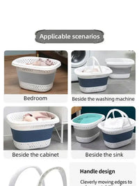 Collapsible Plastic Laundry Basket Folding Pop Up Bathroom Dirty Clothes Basket Household Plastic Large Storage