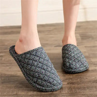 Couple’s Four Seasons Home Indoor Silent and Mute Pure Cotton Fabric Sole Soft Sole Non Harmful Solid Wood Floor