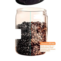 Glass jar with coffee beans.