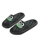 Black frog-themed slippers.