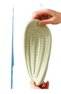 Green textured slipper sole.